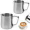 2 pezzi Brocca per latte in acciaio inox, per muschiare, brocca per latte, latte, latte, muschio di latte per cappucccino e latte, arte (200 ml / 350 ml)