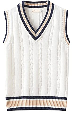 Men's V Neck Pullover Vest Knitted Sweater Vests Sleeveless Jumpers Uniform Tank Top
