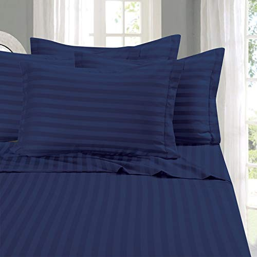 Elegant Comfort Parure de lit 4 pièces la Plus Douce et la Plus Confortable – Qualité égyptienne de 1500 Fils, résistante aux Plis et aux Rayures damassées pour lit jumeau, Bleu Marine