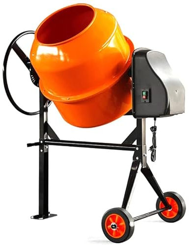 Mezclador de concreto eléctrico de 350 W, mezcla de mortero de cemento portátil de tambor de 60 l, mezclador de tambor de construcción pequeño con soporte extraíble, herramientas de mezcla de cemento
