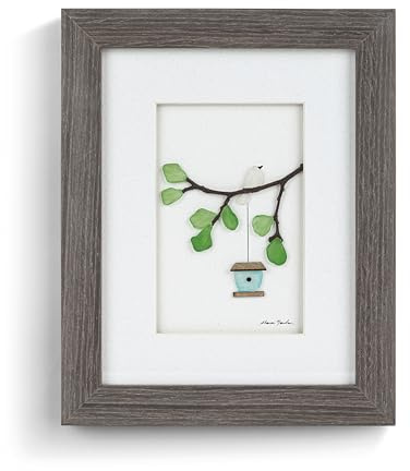 DEMDACO Summer Bluebird Wall Art by Sharon Nowlan - Nature-Inspired Art - Made with Composite Pebbles Mix - Easel Back Frame - Decor Showpiece - Glass Covering - Triangle-Style Hanger