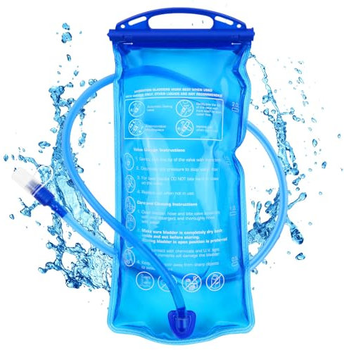 flintronic Hydration Bladder, 2L Leak Proof Water Bladder, BPA Free Water Reservoir with Insulated Tube, Hydration Pack Replacement for Outdoor Hiking Camping Cycling