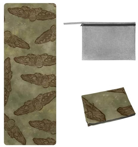Eslifey Yoga-Handtuch, Fossilmottenmuster, rutschfest, schweißabsorbierend, Hot Yogamatte, Handtuch für Hot Yoga, Pilates und Fitness, 185 x 68 cm
