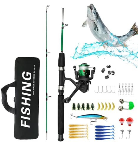 Bastoni da pesca telescopici, canne da pesca per bambini, combinazioni di canne da pesca e mulinelli con impugnatura comoda, set completo con canne da pesca per bambini per compleanno e Natale