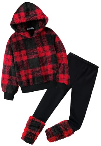 Arshiner Ragazza Set di Abbigliamento Invernale Bambine Felpa con Leggings Set Caldo e Morbido Due Pezzi Completi e Coordinati per Ragazze 13-14 Anni