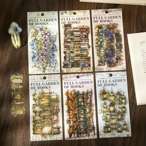 120 Pezzi Reading Adesivi per Scrapbooking,Reading Scrapbooking Accessori per Journaling,Junk Journal,Notebook,Planner,DIY Craft(Bookish Fragrance Fills the Garden)