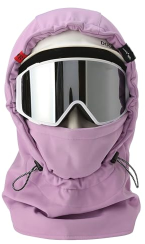 DOOK SNOW Ski Helmet Hood Cover - 3-in-1 Windproof Balaclava with Adjustable Drawstring, Fleece Lined Face Mask for Men&Women (US, Alpha, Medium, Purple)
