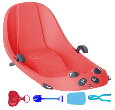 Trineo de nieve con respaldo y freno integrados para niños, ideal para clima frío y colinas nevadas, perfecto para parques y patios traseros