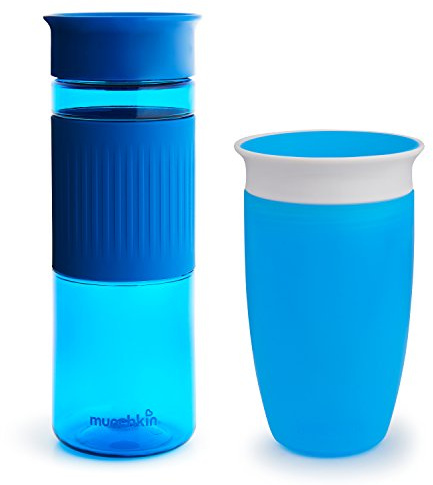 Munchkin® Miracle® 360 Spill Proof Sippy Cups, 24 and 10 Ounce, 2 Pack, Blue – Toddler and Adult Set