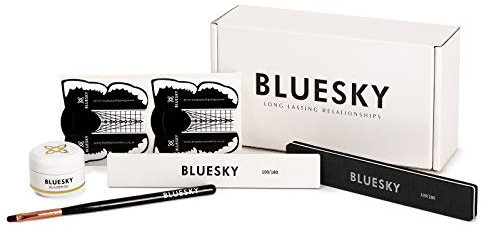 Bluesky Builder Gel Für Nägel UV LED Nagelverlängerungsset Nagelform Aufkleber, Verlängerungsbürste, Feile & Buffer (BLUESKY Builder Gel Set Clear 15ml)