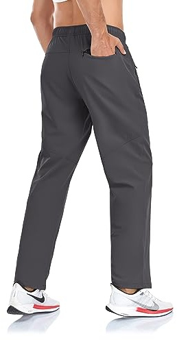Rapoo Pants for Men Mens Sweatpants Workout Pants Men's Exercise Athletic Hiking Gym Pants Elastic Waist Jogging Running Pants for Men with Zipper Pockets 05 Dark Grey L