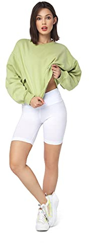 SOFTSAIL Leggings Mujeres Mallas Pantalones Cortos De Ciclista Pantalones De Yoga De Gimnasio Elásticos Transpirables Control De Barriga Cintura Alta Algodón para Damas Que Adelgazan Blanco 42