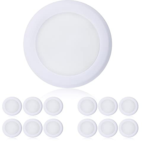 TOPELER 12Pack 6 Inch Flush Mount Ceiling Light, 15W Low Profile Dimmable Flush Mount LED Disk Light, 1000LM 5000K Daylight, Installs with Junction Box or Recessed Can, ETL-Listed