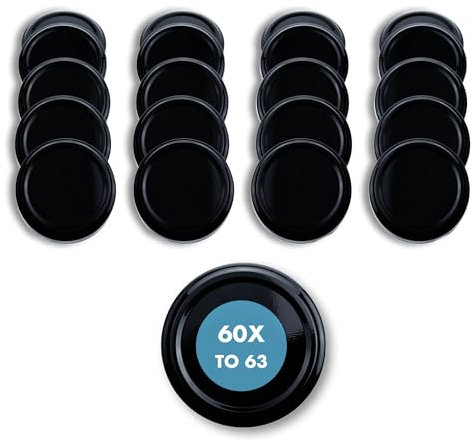 60 Stück Ersatzdeckel TO 63 I Mehrfarbige Twist-Off-Deckel 63 mm I für Gläser zur Aufbewahrung von Bevorratung,Deckel für Einmachgläser. Marmeladegläser, Honiggläser, Feinkostgläser