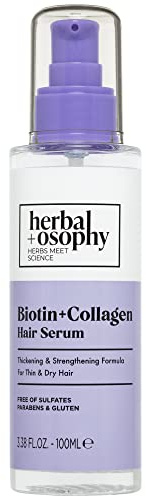 Herbalosophy Bitoin & Collagen Haarserum – Verdickende und stärkende Formel für feines und trockenes Haar – Haarpflege in Salonqualität mit natürlichen und gesunden Inhaltsstoffen. Veg
