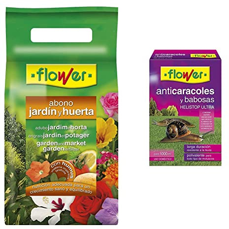Flower Abono Huerta y Jardín, 2 kg & FLOWER ANTICARACOLES Seguridad 500GR, Único