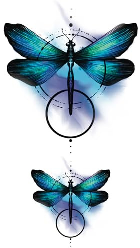 x3 Tatouage Éphémère libellule - 1 lot de 3 Feuilles de tatouage temporaire insecte | Bras, épaule, cou, cheville, main, jambe | Colorée | Homme, Femme - TATTOO YOUR STYLE