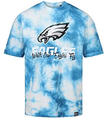 Recovered Philadelphia Eagles NFL Tie-Dye Relaxed Oversized T-Shirt Blue White - M