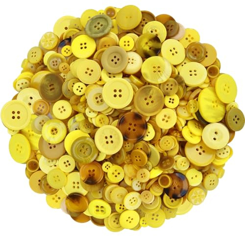Greentime 250-300 Pcs Buttons for Crafts Assorted Size for Sewing DIY Crafts Decoration-Yellow