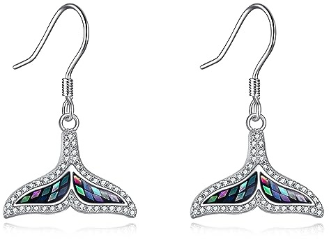 Meerjungfrauenflosse Ohrringe Mädchen Silber 925 Meerjungfrauen Ohrringe Schmuck Geschenke für Frauen Mädchen