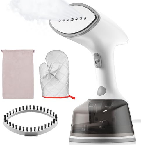 Lithomy Ferro da Stiro Verticale 1800W, Stiratrice Verticale LCD, Vapore 30g/min, Riscaldamento Rapido 30s, con Spazzola e Guanti Isolanti, Capacità 300ml, Ferro da Stiro a Vapore per Casa, Viaggio