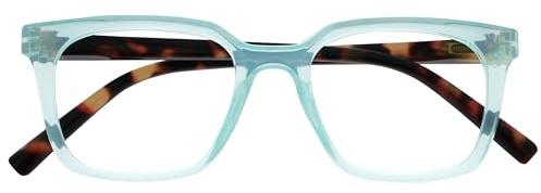 OPULIZE KOI Gafas de Lectura - Elegante Marco Rectangular Ancho - Visión Óptima - Turquesa - Hombre Mujer - Bisagras de Muelle - R50-Q - +2.50