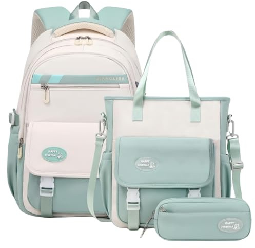 VIDOSCLA 3Pcs Teen Girls' Backpack Set Middle School Students Bookbag Outdoor Teen Boys Bookbag