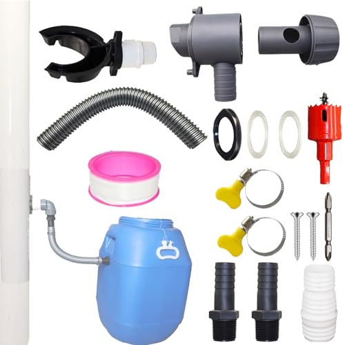 Regensammler, Regenwassersammler 70-110mm Fallrohr mit 1m Schlauch,Regensammler für fallrohre,Regentonnen Anschluss Fallrohr Komplett-Set mit Montagezubehör für effiziente Regenwassernutzung