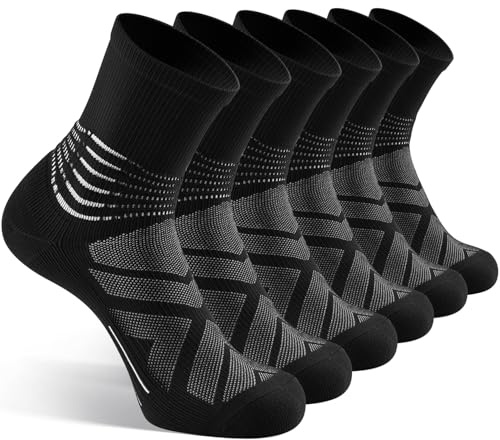 IRAMY Compression Ankle Support Crew Socks Men Women Wicking Plantar Fasciitis Relief Running Hiking Socks 3 Pairs