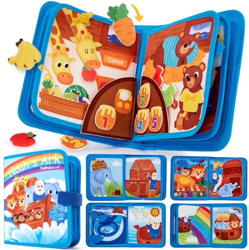 hahaland Busy Board Montessori 1 Anno Libro Interattivo - Arca di Noè Quiet Book Sensoriale Educativo - Busy Book Giochi Montessori 12 18 Mesi Tavolo Pannello di Feltro attività Regalo Bimbo