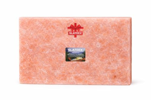 Slateex Pierre de sel de l'Himalaya XXL 40 x 20 x 5 cm – Grande plaque de sel pour griller et rôtir – Convient à un usage alimentaire, naturel et sans produits chimiques – Pour barbecue et cuisine
