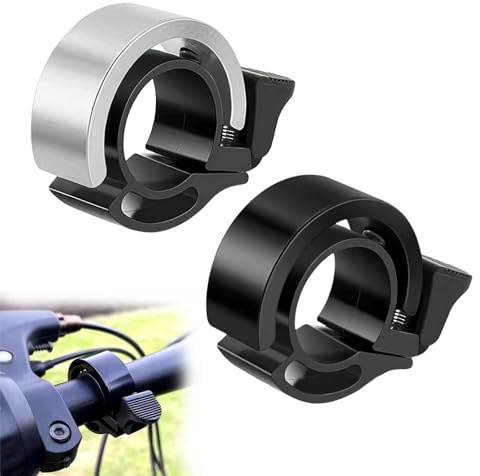 Timbre de Bicicleta 2 Unidades aleación Aluminio Negro y Plateado diámetro 2,2 cm Timbre Ciclismo Compacto para Seguridad y Estilo Urbano y de montaña