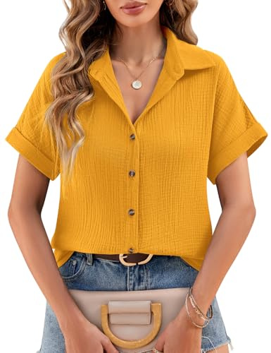 heekpek Chemisier Femme Chic et Élégant Tee Shirt Blouses Ete T Shirts à Manches Courtes Tunique Tops Décontracté Col V Haut