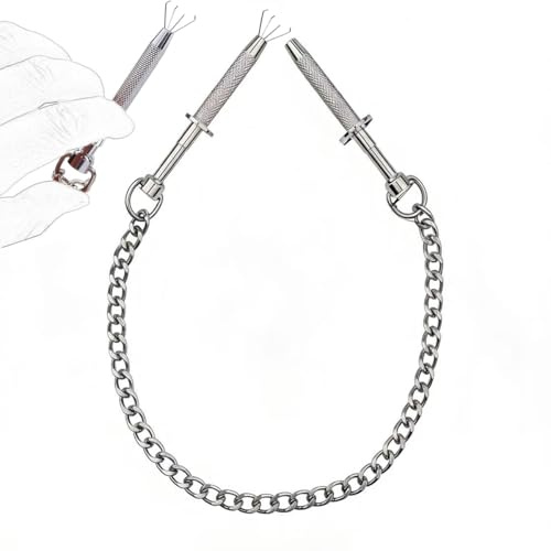 Pinces à tétons en acier avec chaîne métallique – Nipple Clamps BDSM pour érotisme SM, jeux de rôle intenses en couple et looks fétiche aux sensations variées