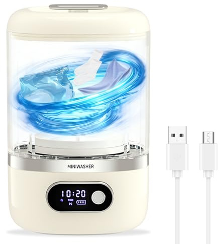 Mini Lavadora, Mini Lavadora Portátil, 1L Recargable, Lavadora Inalámbrica, Compacta, Adecuado para Sujetadores, Ropa Interior, Vasos de Lavandería para Sujetadores, Ropa Interior (Blanco)