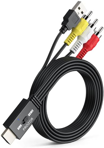 PROZOR RCA to HDMI Converter 4:3/16:9 Switch 1080P AV to HDMI Adapter