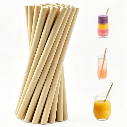 Papperssugrör 9 mm breda, engångssugrör stora för smoothies, milkshakes, tjocka shakes, sllushies, juice, frysta drycker, födelsedag dusch bröllop festtillbehör dekoration, 66 stycken bruna