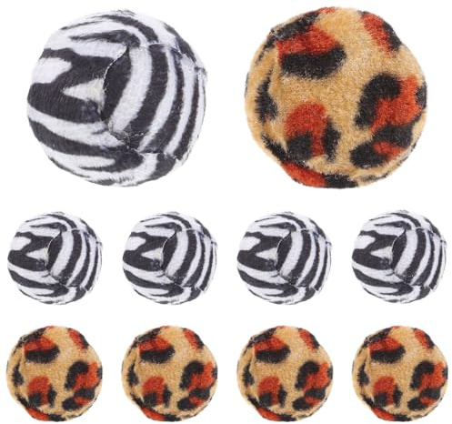 Hemobllo 10 Pièces Balle Interactive pour Chat Motif Léopard en Coton et PP, Rond pour Exercice et Changement de Comportement, pour Jeu Intérieur des Chats et Chiots Couleur Aléatoire