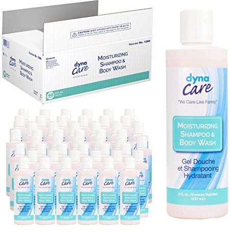Dynarex Shampoo and Body Wash - Unisex, Moisturizing All-in-One Shampoo Body Wash for Skin & Hair - Mild Formula for Sensitive Skin - Tropical Scent - 8 oz., 48 Bottles/Case (Packaging May Vary)