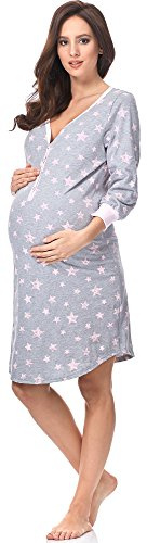 Italian Fashion If Camicia da Notte da Donna Nascita Allattamento Camicia da Notte maternità Gravidanza Pigiameria Moda Premaman con Abbottonatura A Tutta Lunghezza Camicia Nascita per Donne Incinte