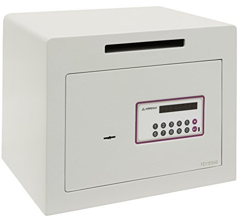 ARREGUI Forma Evolution 150040-SL Caja fuerte con llave y codigo | Caja de seguridad con Ranura, apertura con teclado y llave | Caja fuerte electronica para casa, doble seguridad | 30x38,5x30 cm | 27L