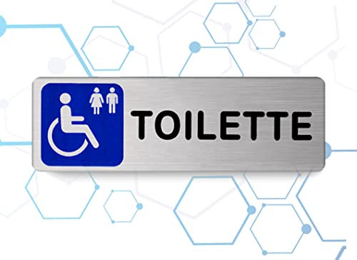 Nitek Plaque WC handicapés en aluminium satiné 150 x 50 mm – Plaques autocollantes | Stickers, ⑥etikett| Imperméables lavable, école, pub