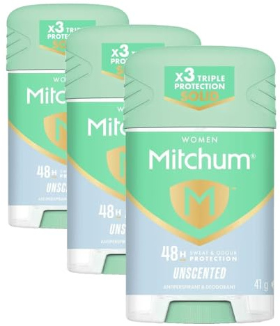 Mitchum Women Triple Odor Defense 48HR Protection Stick Deodorant & Anti-Perspirant, Unscented, 41g (Pack of 3)