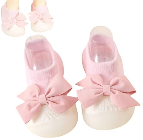 Non Slip Baby Toddler Sock Shoes Breathable Kid First Walking Shoes Cotton Pre-Walker Baby Slipper Socks with Rubber Soft Sole Sneakers Infant Boy Girl Sock Shoes