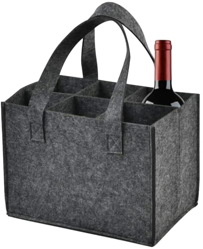 Wine Bottle Carrier Felt, 6-Compartment Bottle Bag, Portable Wine Tote Carrier