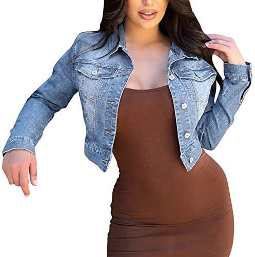 Chaqueta vaquera corta para mujer, color negro, chaqueta vaquera para mujer, chaqueta de entretiempo vintage, oversize boyfriend jean, abrigo de entretiempo, chaqueta vaquera acanalada, abrigo vaquero