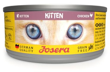JOSERA Nassfutter Kitten Chicken (12 x 85 g) | Kitten | Premium Katzenfutter nass für wachsende Katzen | Huhn & Kürbis | mit Lachsöl | getreidefrei | Anti-Haarballen | Alleinfutter | 12er Pack