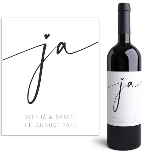 Flaschenetiketten Hochzeit personalisierte Weinetiketten selbst gestalten Hochzeitsgeschenk Wein Geschenk Weinflaschenetiketten selbstklebend 2 Stück | 10x12 cm