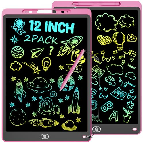 Electight LCD Schreibtafel, 12 Zoll Bunte Malpad Wiederverwendbarer, 2 Pack