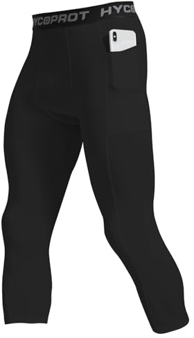 HYCOPROT 3/4 Pantaloni a Compressione da Uomo Pantaloni da Corsa ad Asciugatura Rapida Calzamaglia Sportivi Leggings Base Layer Traspiranti Pantaloni Stretti